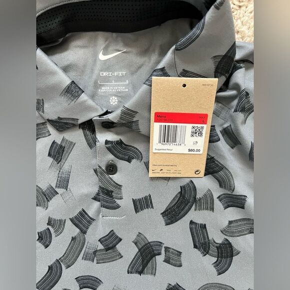 Nike Tour Dri-FIT Golf Polo Black Print Shirt - Picture 2 of 7